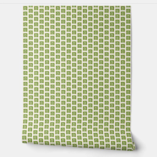 Moderne minimalistische grüne Fusion botanisch Tapete (Abrollen)