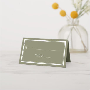 Moderne Minimalistische Grüne Hochzeit an der Gren Platzkarte