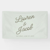 Moderne Minimalistische Grüne Hochzeit Banner (Horizontal)
