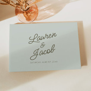 Moderne Minimalistische Grüne Hochzeit Gästebuch