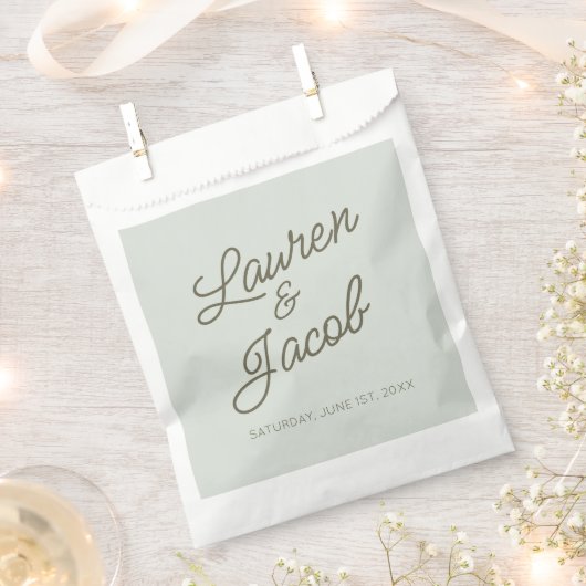 Moderne Minimalistische Grüne Hochzeit Geschenktütchen (Ausgeschnitten)