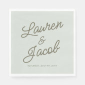 Moderne Minimalistische Grüne Hochzeit Serviette (Vorderseite)