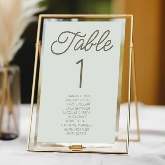 Moderne Minimalistische Grüne Hochzeit Tischnummer