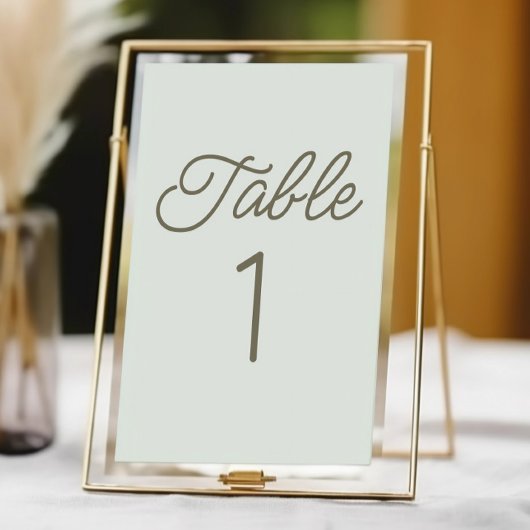 Moderne Minimalistische Grüne Hochzeit Tischnummer