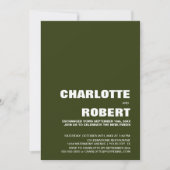 Moderne Minimalistische Grüne Hochzeitsempfehlung Einladung (Vorderseite)
