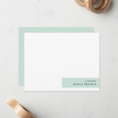 Moderne, Minimalistische grüne Pastelle Mitteilungskarte (Vorderseite/Rückseite Beispiel)