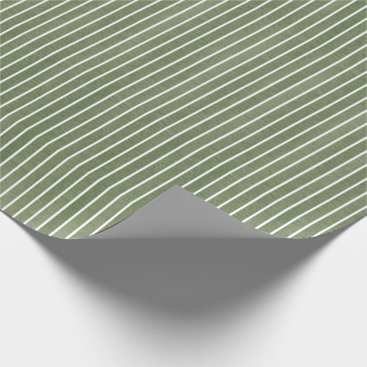 Moderne, Minimalistische, grüne, rustikale Streife Geschenkpapier (Ecke)