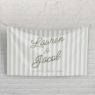 Moderne Minimalistische Grüne Streifen Hochzeit Banner