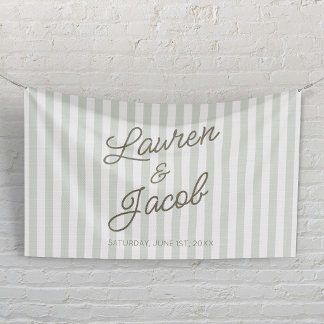 Moderne Minimalistische Grüne Streifen Hochzeit Banner