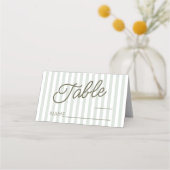 Moderne Minimalistische Grüne Streifen Hochzeit Platzkarte (Vorderseite)