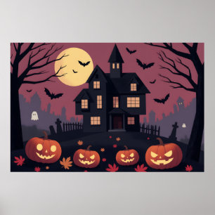 Moderne minimalistische gruselige Halloween-Grafik Poster