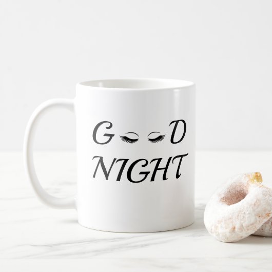 Moderne minimalistische gute Nacht Wimpern Ästheti Kaffeetasse (Mit Donut)