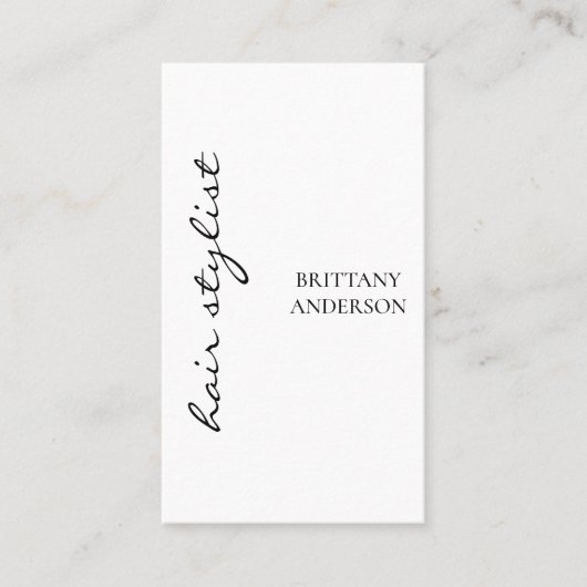 Moderne Minimalistische handgeschriebene Frisur Visitenkarte (Vorderseite)
