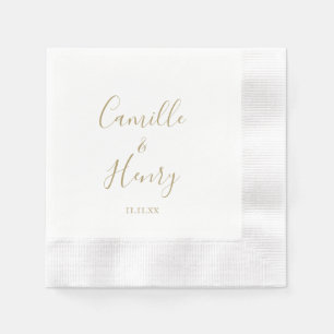 Moderne Minimalistische handgeschriebene Gold Eleg Serviette