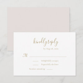 Moderne Minimalistische handgeschriebene Goldweiße RSVP Karte