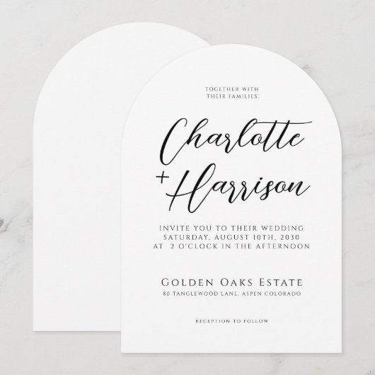 Moderne Minimalistische handgeschriebene Script-Ar Einladung (Vorne/Hinten)