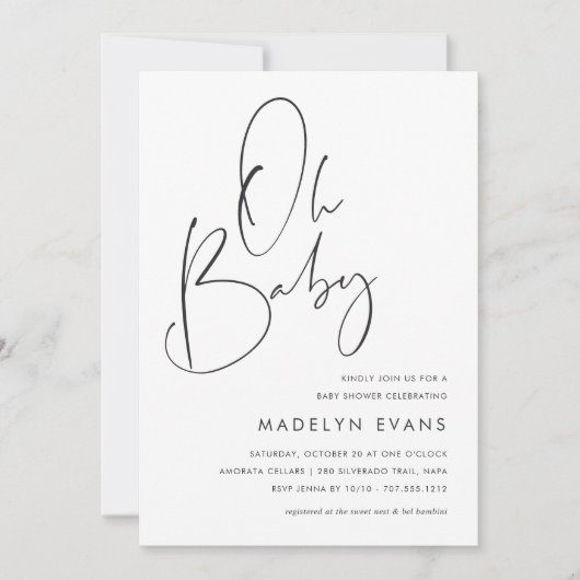 Moderne Minimalistische handgeschriebene Script-Ki Einladung (Vorderseite)