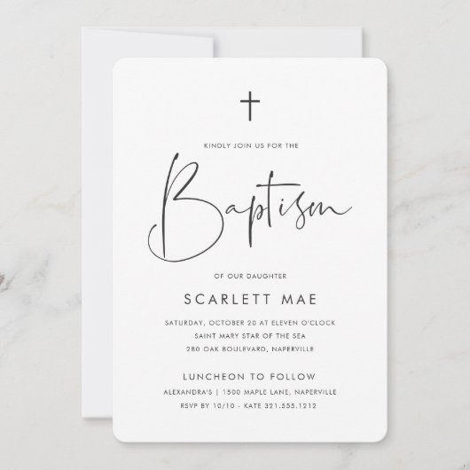 Moderne Minimalistische handgeschriebene Script-Ta Einladung (Vorderseite)