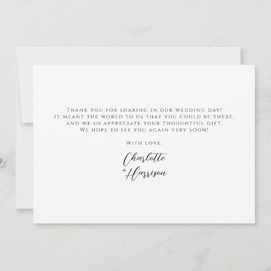 Moderne Minimalistische handgeschriebene Skripthoc Dankeskarte (Rückseite)