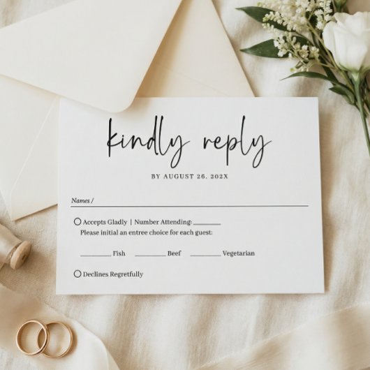 Moderne Minimalistische handgeschriebene Skripthoc RSVP Karte