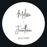 Moderne Minimalistische handgeschriebene Skripthoc Runder Aufkleber<br><div class="desc">Modernes Minimalistisches handgeschriebenes Script Schwarz und Weiß,  klassischer Rundsticker für Hochzeiten.</div>