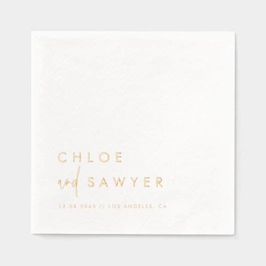 Moderne Minimalistische handgeschriebene Skripthoc Servietten Mit Folie (Vorderseite)
