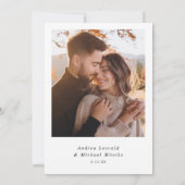 Moderne Minimalistische Handschrift Foto Hochzeit Einladung (Rückseite)