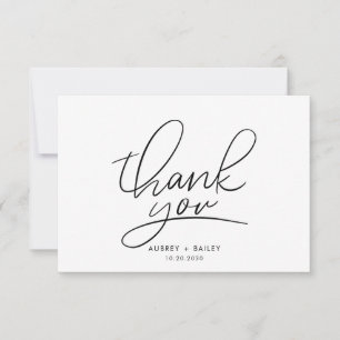 Moderne Minimalistische Handschrift-Hochzeit Dankeskarte