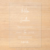 Moderne Minimalistische Handschrift White Names We Acryleinladungen (Vorderseite)