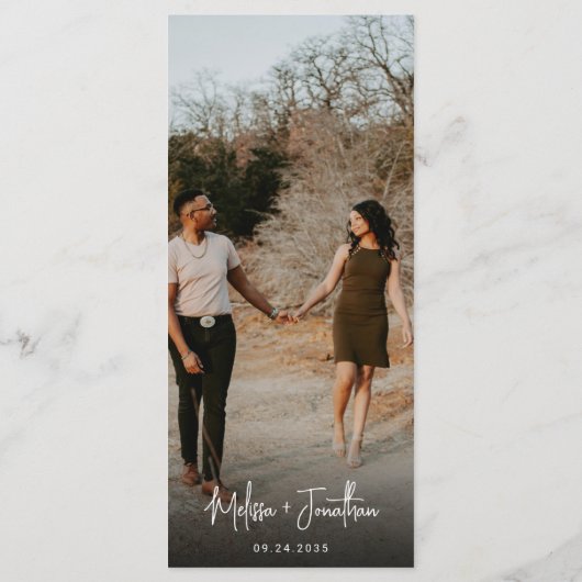 Moderne Minimalistische Handwriting-Script-Foto-Ho Menükarte (Rückseite)