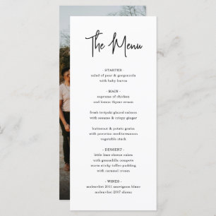 Moderne Minimalistische Handwriting-Script-Foto-Ho Menükarte