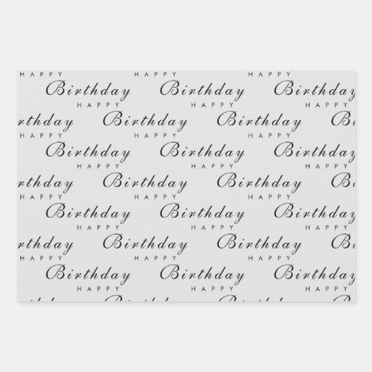 Moderne Minimalistische Happy Birthday Script Geschenkpapier Set (Vorderseite 2)