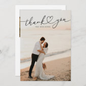 Moderne Minimalistische Heart Script Wedding Dankeskarte (Vorne/Hinten)