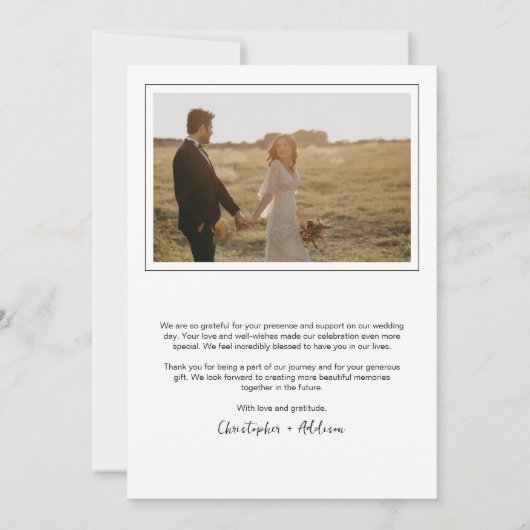 Moderne Minimalistische Heart Script Wedding Dankeskarte (Rückseite)