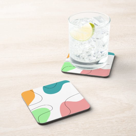 Moderne Minimalistische, helle Blobs Abstrakte Kun Getränkeuntersetzer (Rechte Seite)