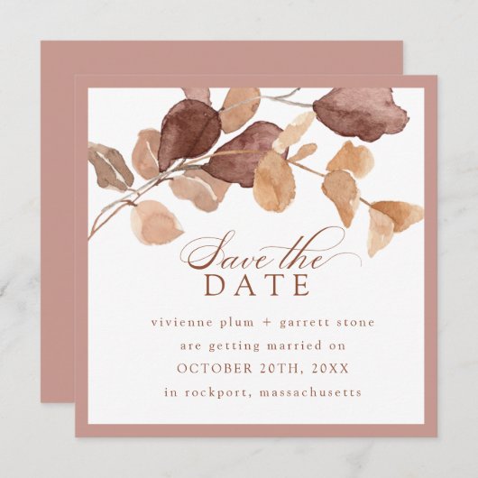 Moderne Minimalistische Herbstlaube Save the Date (Vorne/Hinten)