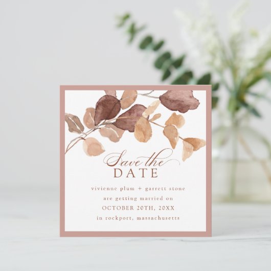 Moderne Minimalistische Herbstlaube Save the Date (Stehend Vorderseite)