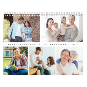 Moderne minimalistische Herz anpassbare Familienfo Kalender