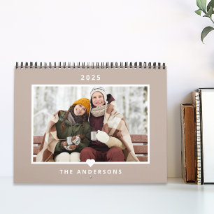 Moderne minimalistische Herz Familienfoto Kalender