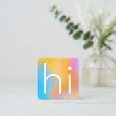 Moderne minimalistische "hi" bunt ombre Gradient Quadratische Visitenkarte (Stehend Vorderseite)