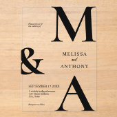 Moderne Minimalistische Hochzeit Acryleinladungen (Vorderseite)