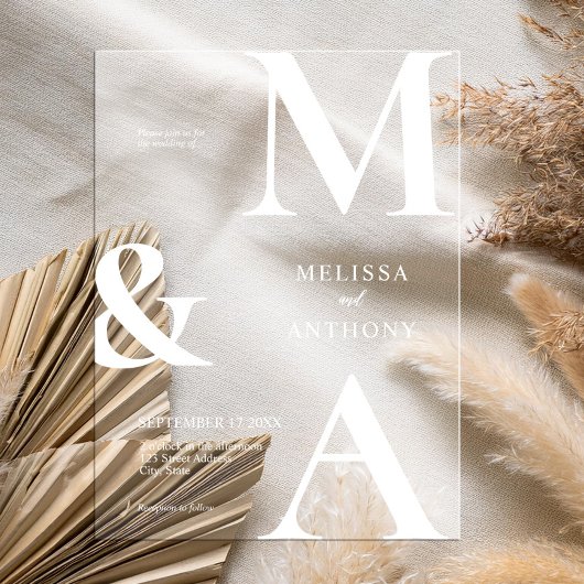 Moderne Minimalistische Hochzeit Acryleinladungen