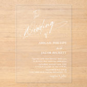 Moderne Minimalistische Hochzeit Acryleinladungen (Vorderseite)