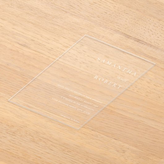 Moderne Minimalistische Hochzeit Acryleinladungen (Ablage )