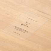 Moderne Minimalistische Hochzeit Acryleinladungen (Ablage )