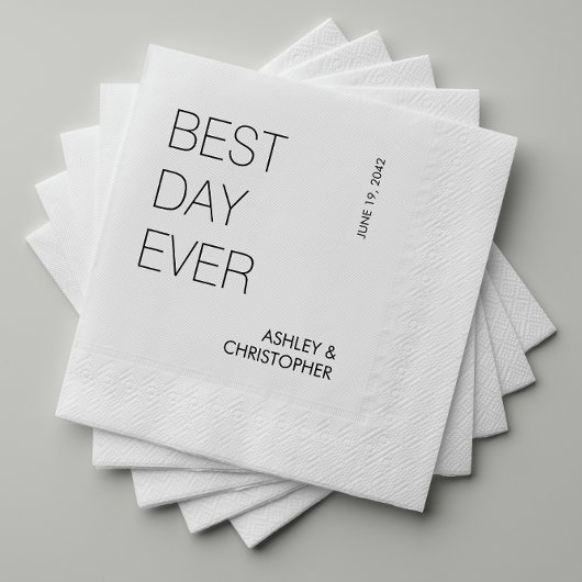 Moderne Minimalistische Hochzeit "Best Day Ever" Serviette