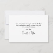 Moderne Minimalistische Hochzeit Danke Black Mitteilungskarte (Rückseite)