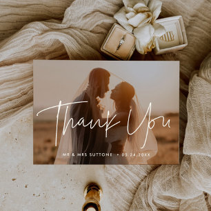 Moderne Minimalistische Hochzeit danke Foto Ankündigung