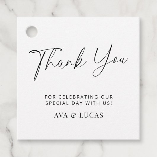 Moderne Minimalistische Hochzeit Danke Platz Geschenkanhänger (Vorderseite)