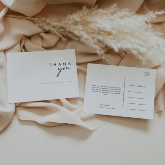 Moderne Minimalistische Hochzeit Danke Postcard Postkarte